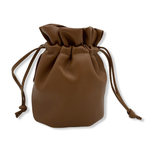 JeHouze Women Girls Leather Bucket Drawstring Shoulder Bag Strap Sling Mini Purse Handbags & Purses jehouze Brown