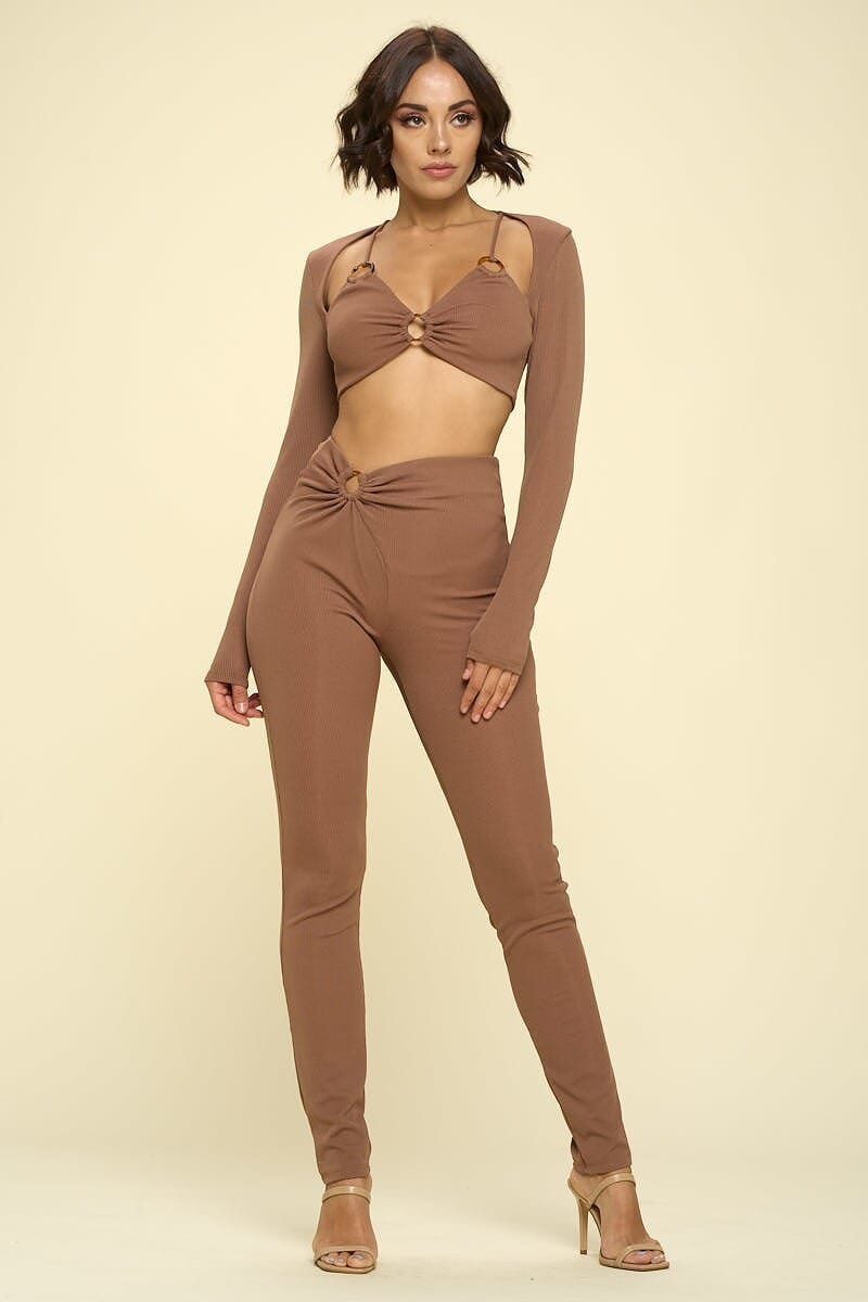 Latte Brown Bikini Top and pant 2 Piece sets Matching Sets jehouze