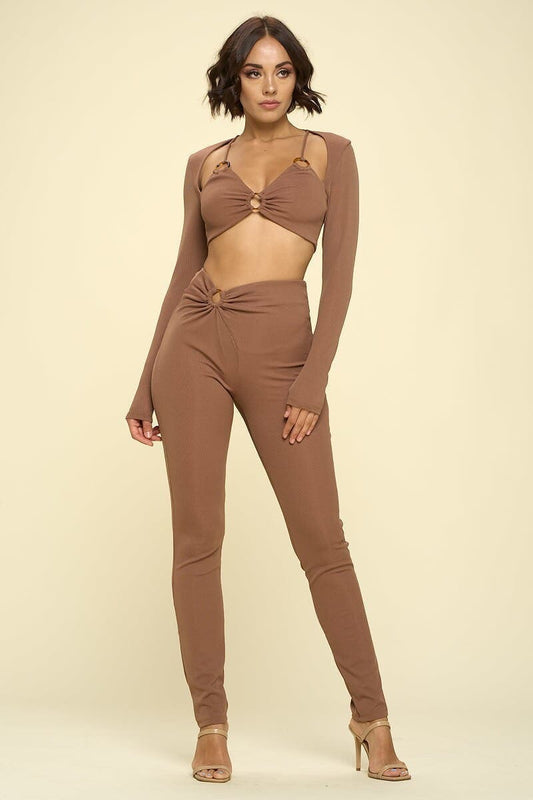 Latte Brown Bikini Top and pant 2 Piece sets Matching Sets jehouze