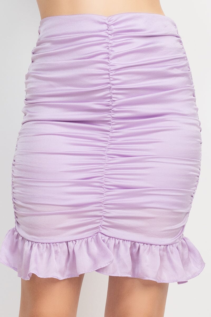 Lavender Purple Halter Neck Crop Top & Skirts Set Matching Sets jehouze
