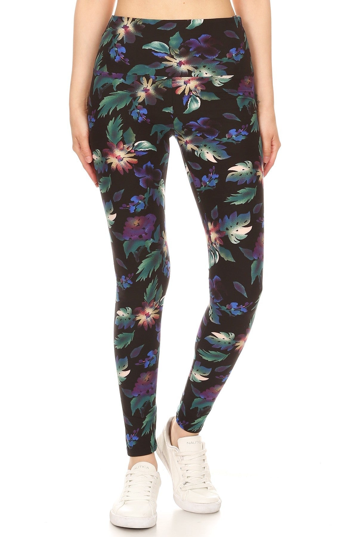 Long Yoga Style Banded Lined Floral Printed Knit Legging With High Waist Women's Clothing jehouze