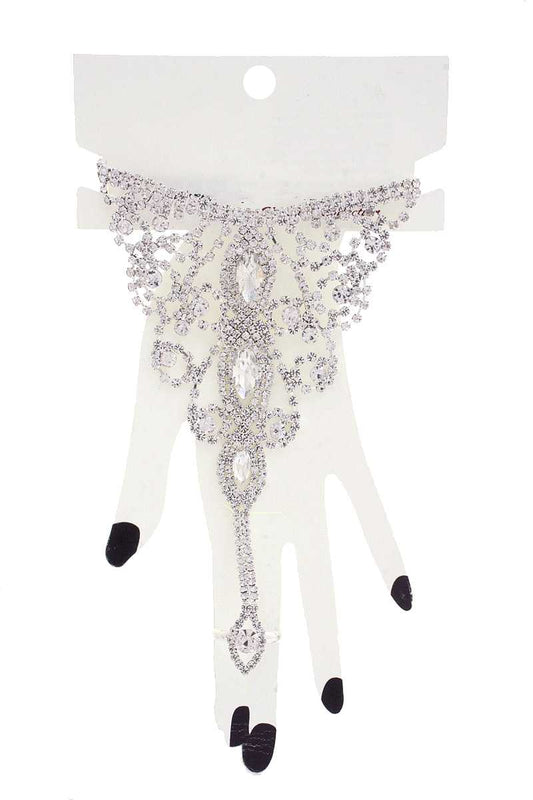 Marquise Rhinestone Hand Ring Bracelet Bracelets jehouze