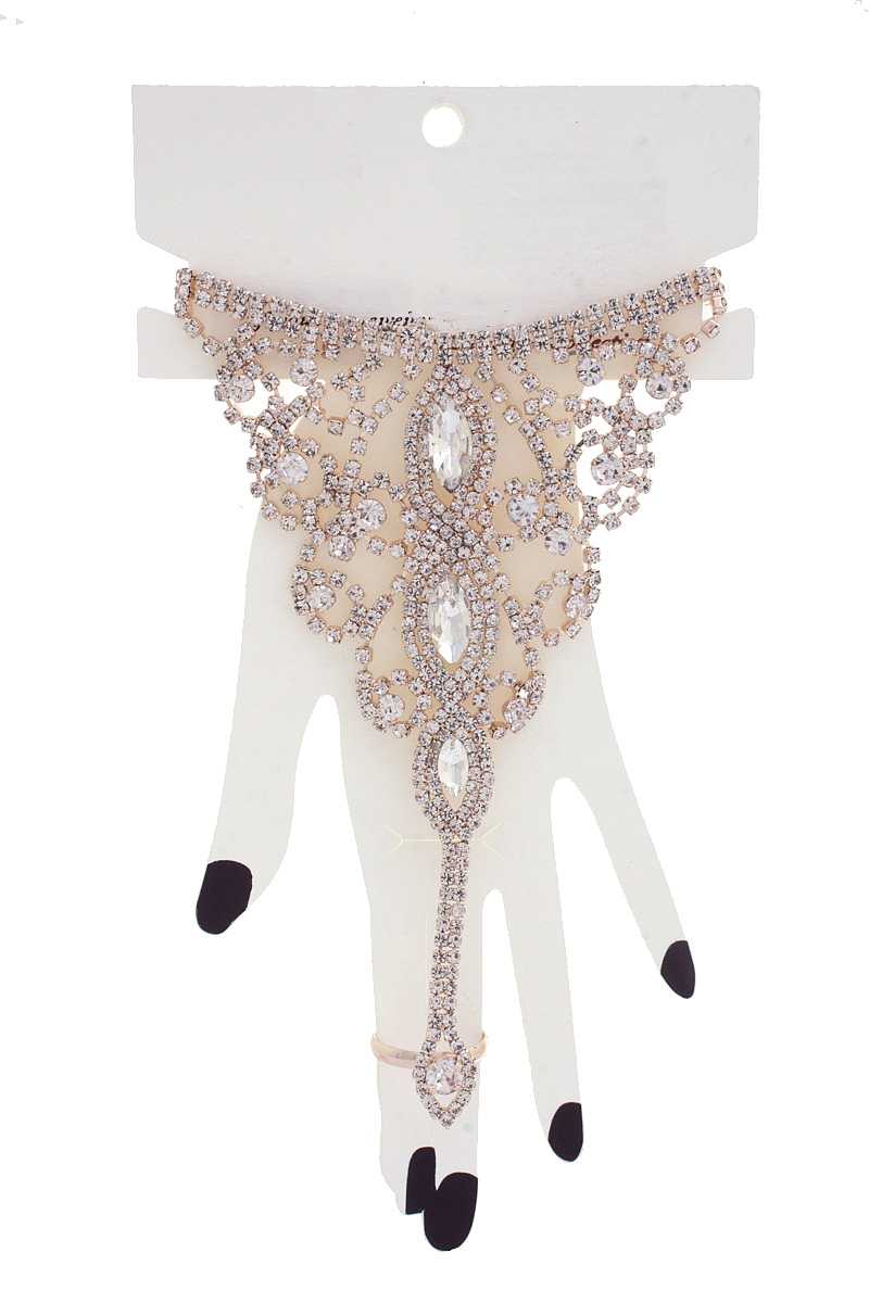 Marquise Rhinestone Hand Ring Bracelet Bracelets jehouze