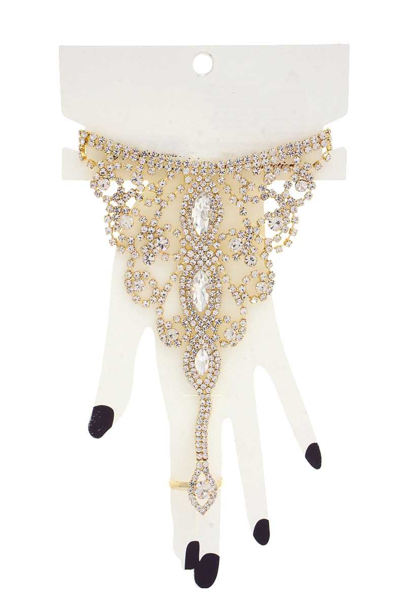 Marquise Rhinestone Hand Ring Bracelet Bracelets jehouze