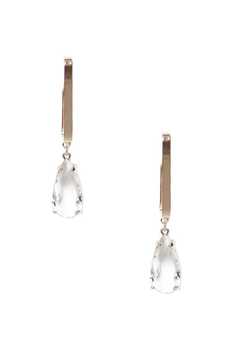 Metal Rectangle Clear Stone Dangle Earring Apparel & Accessories > Jewelry > Earrings jehouze