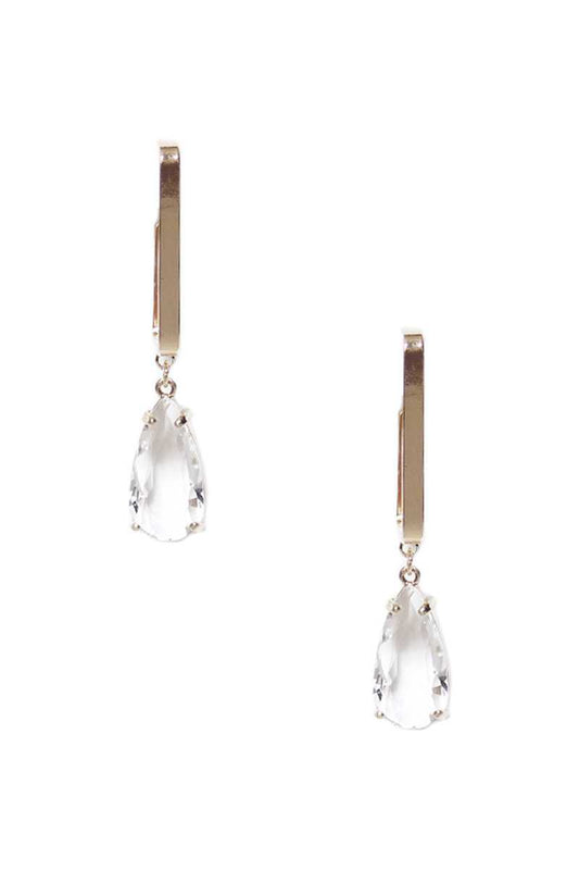 Metal Rectangle Clear Stone Dangle Earring Apparel & Accessories > Jewelry > Earrings jehouze