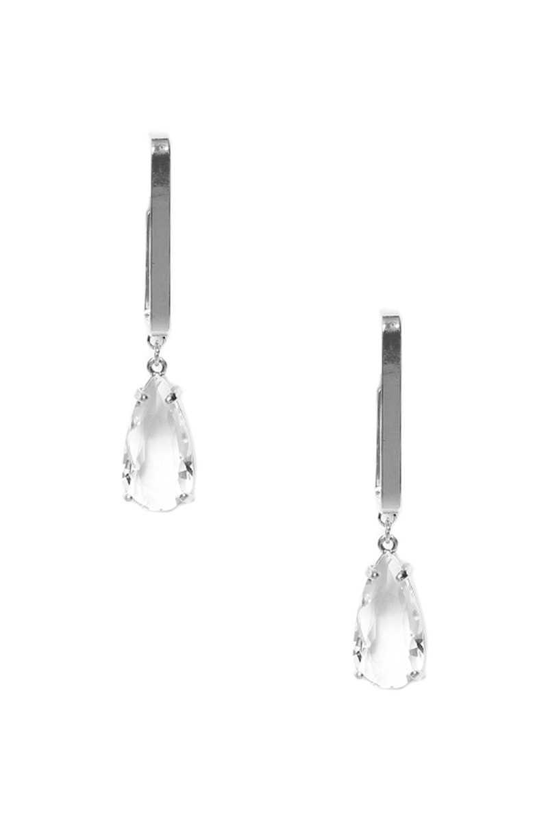 Metal Rectangle Clear Stone Dangle Earring Apparel & Accessories > Jewelry > Earrings jehouze