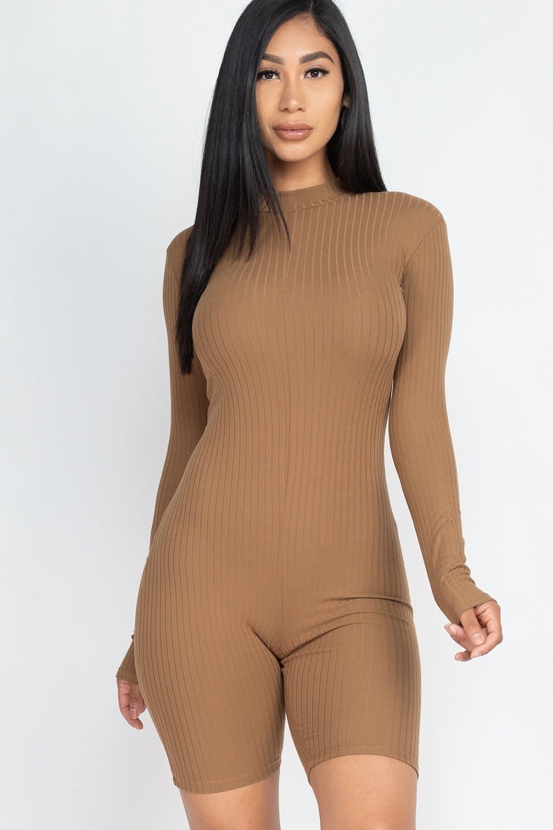  Muineobuka Ribbed Knit Bodycon Short Jumpsuit Long Sleeve  Square Collar Sport Biker Short Rompers : Clothing, Shoes & Jewelry