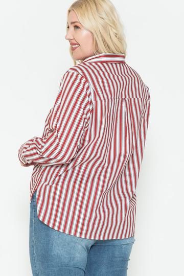 Multi Stripe Side Slit Cotton Shirt Shirts & Tops jehouze