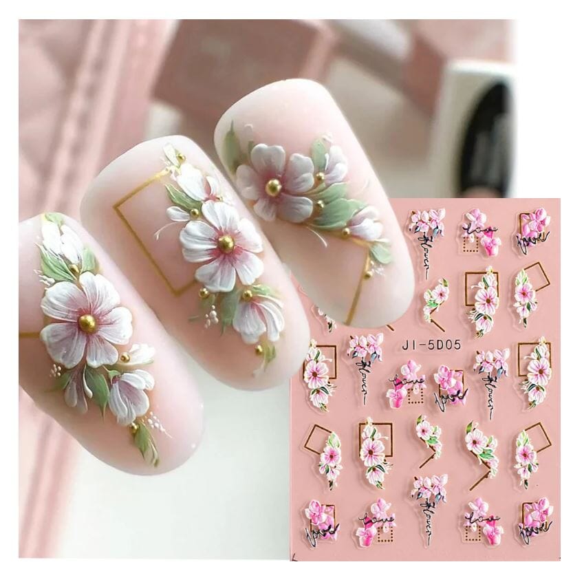 5D Embossed Nail Art Stickers Sweater Texture Clothing Belt