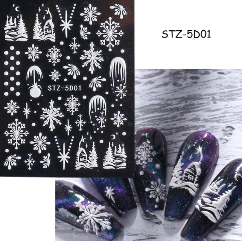 Nail Art Sticker Decals 5D Self Adhesive Luxurious Decoration DIY Acrylic Supplier jehouze STZ-5D01 