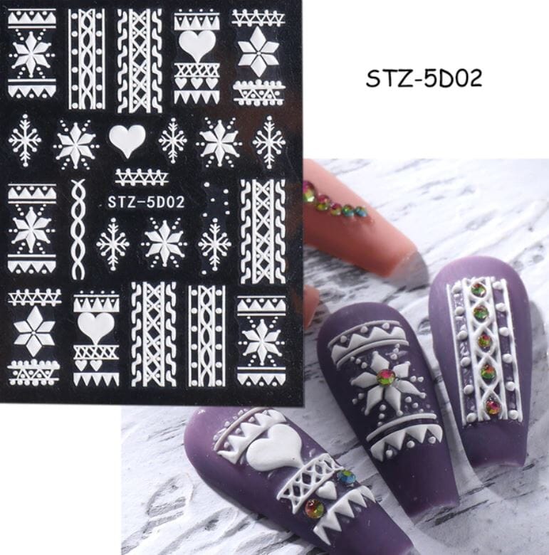 Nail Art Sticker Decals 5D Self Adhesive Luxurious Decoration DIY Acrylic Supplier jehouze STZ-5D02 