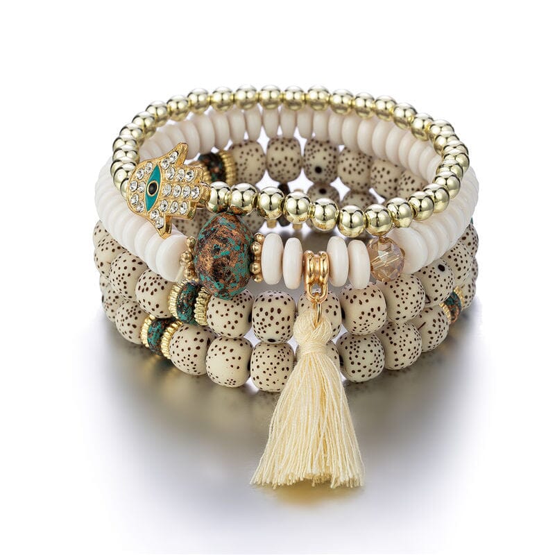 New Evil Eye Tassel Bracelet Set For Women Crystal Fatima Hand Charm Other jehouze