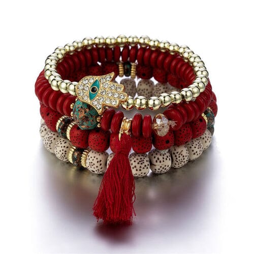 New Evil Eye Tassel Bracelet Set For Women Crystal Fatima Hand Charm Other jehouze vermeil