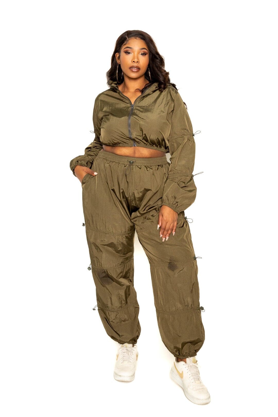 Buy Plus Size Romper - Two Piece Outfits Crop Top Shirt and Ruched Skinny  Pant Tracksuit Set Loungewear Jumpsuit White at