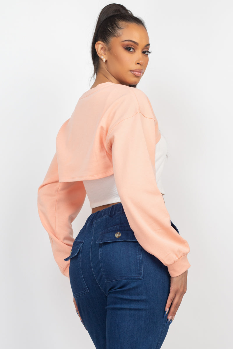 Ribbed Sleeveless Top With Shrug Light Peach Sweater Shirts & Tops jehouze