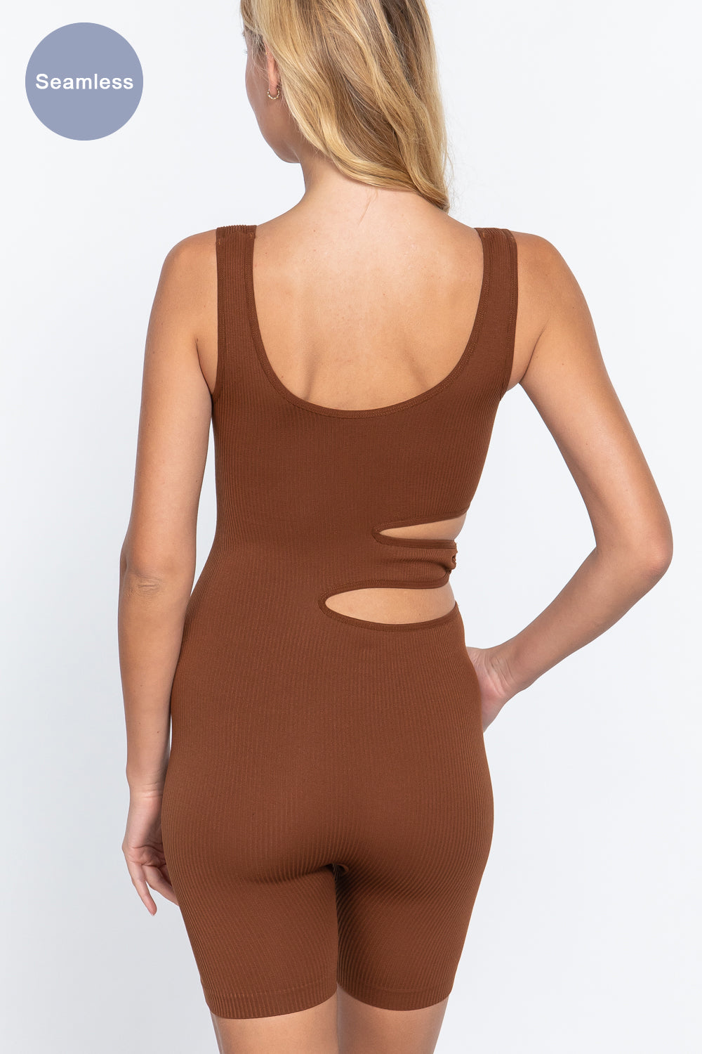 Tank tops Suave Cut-out Seamless Coffee Romper Jumpsuits & Rompers jehouze