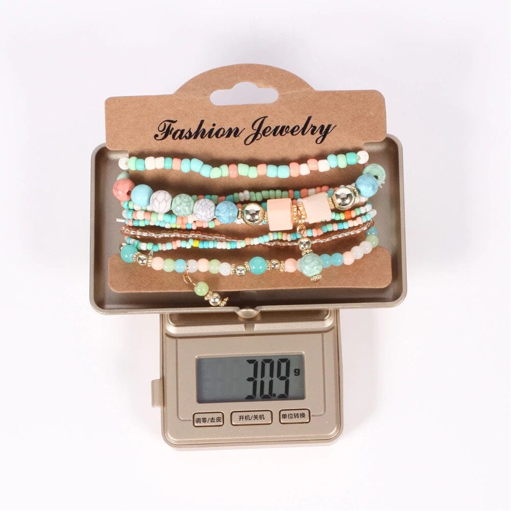 Women Bohemian Multilayer Stretch Colorful Beads Bracelet with charm Jewelry_ Jewelry jehouze