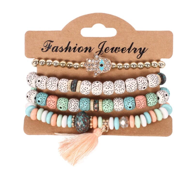 Women Bohemian Multilayer Stretch Colorful Beads Bracelet with charm Jewelry_ Jewelry jehouze BR111-1 