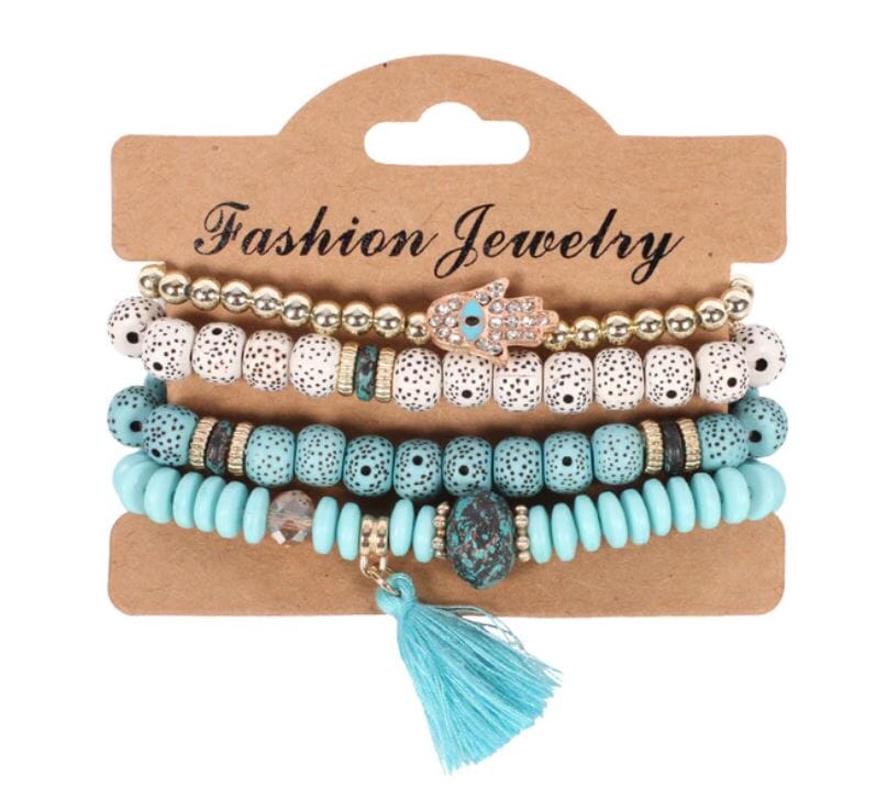 Women Bohemian Multilayer Stretch Colorful Beads Bracelet with charm Jewelry_ Jewelry jehouze BR111-4