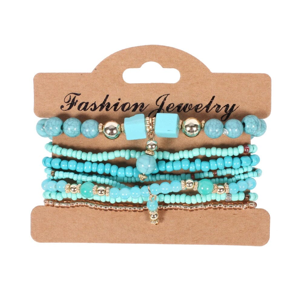 Women Bohemian Multilayer Stretch Colorful Beads Bracelet with charm Jewelry_ Jewelry jehouze BR112-4