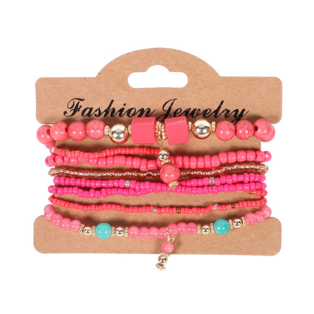 Women Bohemian Multilayer Stretch Colorful Beads Bracelet with charm Jewelry_ Jewelry jehouze BR112-5