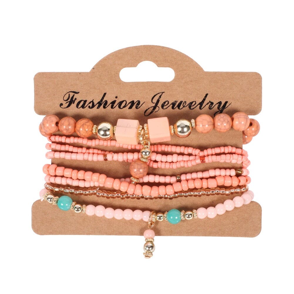 Women Bohemian Multilayer Stretch Colorful Beads Bracelet with charm Jewelry_ Jewelry jehouze BR112-6