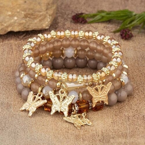 Women Bohemian Stackable Beads Multilayer Butterfly Crystal Stretch Bracelet set Bracelets jehouze 5