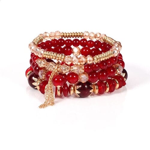 Women Bohemian Stackable Beads Multilayer Crystal Stretch Bracelet set Bracelets jehouze 2 