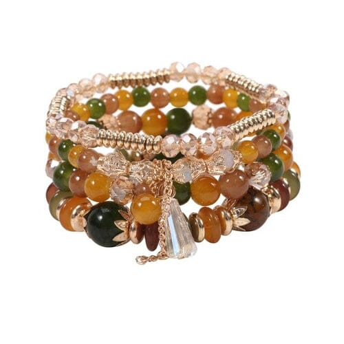 Women Bohemian Stackable Beads Multilayer Crystal Stretch Bracelet set Bracelets jehouze 7 