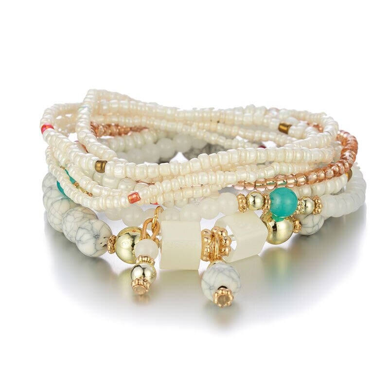 Women Bohemian Stackable Beads Multilayer Stretch Elastic Bracelet set Bracelets jehouze