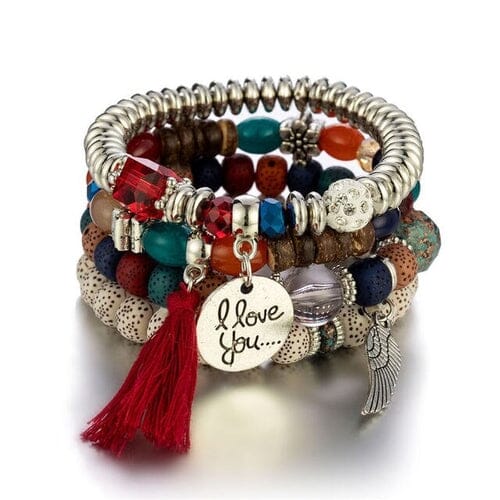 Women Bohemian Stackable Beads Multilayer Stretch Elastic Bracelet set Bracelets jehouze 14