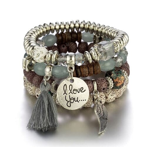 Women Bohemian Stackable Beads Multilayer Stretch Elastic Bracelet set Bracelets jehouze 18