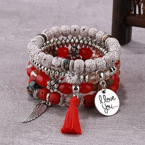 Women Bohemian Stackable Beads Multilayer Stretch Elastic Bracelet set Bracelets jehouze 19