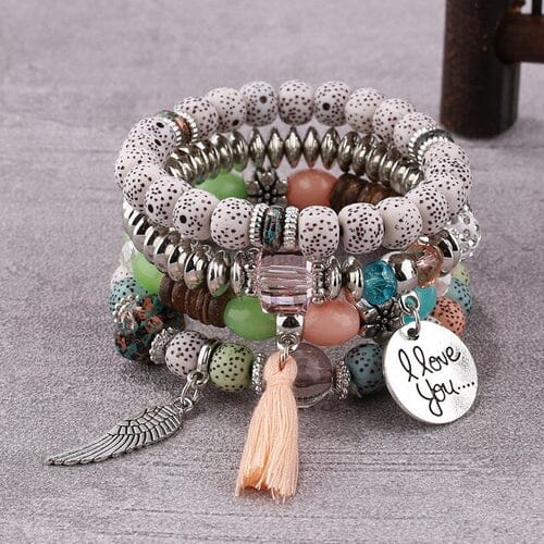 Women Bohemian Stackable Beads Multilayer Stretch Elastic Bracelet set Bracelets jehouze 21