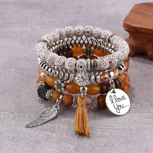 Women Bohemian Stackable Beads Multilayer Stretch Elastic Bracelet set Bracelets jehouze 22