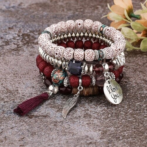 Women Bohemian Stackable Beads Multilayer Stretch Elastic Bracelet set Bracelets jehouze 23