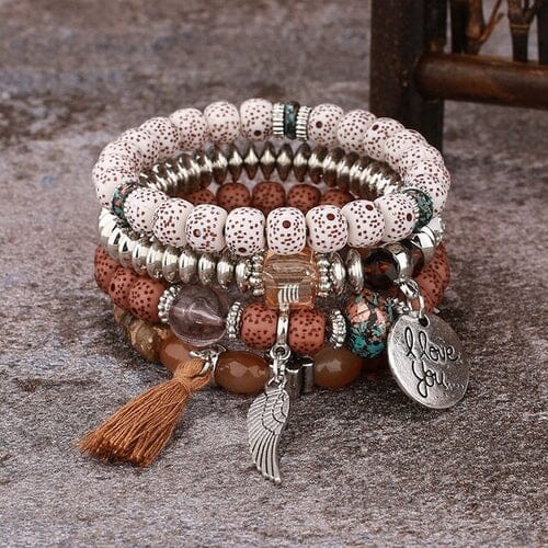 Women Bohemian Stackable Beads Multilayer Stretch Elastic Bracelet set Bracelets jehouze 24