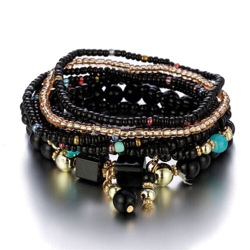 Women Bohemian Stackable Beads Multilayer Stretch Elastic Bracelet set Bracelets jehouze 4