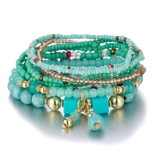 Women Bohemian Stackable Beads Multilayer Stretch Elastic Bracelet set Bracelets jehouze 5