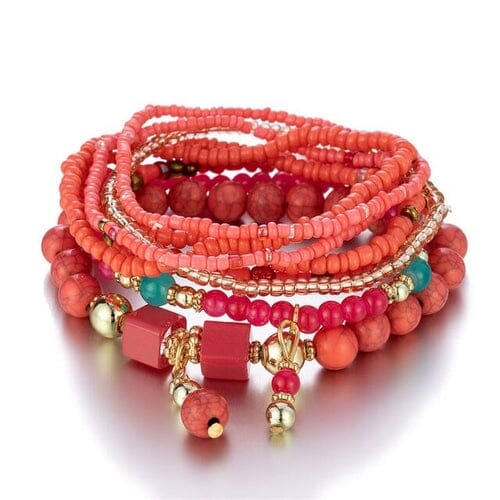 Women Bohemian Stackable Beads Multilayer Stretch Elastic Bracelet set Bracelets jehouze 6