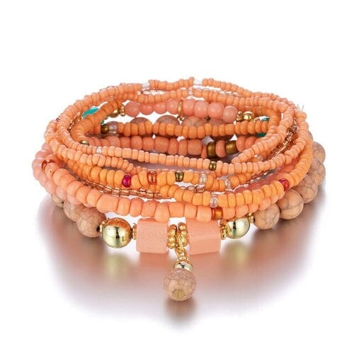 Women Bohemian Stackable Beads Multilayer Stretch Elastic Bracelet set Bracelets jehouze 7