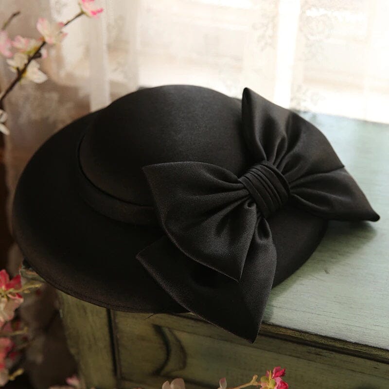 Women Church Derby Hat Wide Brim Bow Wedding Fascinator Bridal Tea Part Dress Hat Hat jehouze Black 