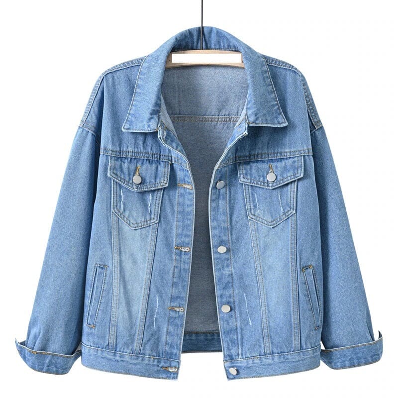 Women Drop Shoulder Denim Jacket Casual Outerwear Coats & Jackets jehouze Light Blue S 