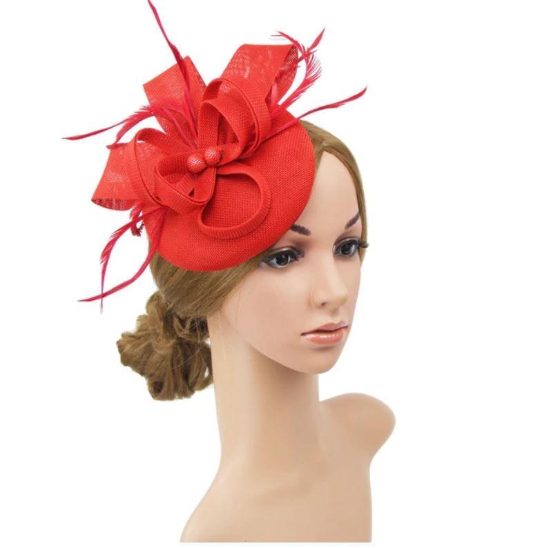 Women Fascinators Flower Ladies Pillbox Headband with clips Bridal Wedding Cocktail Tea Party Hat Hat jehouze 1 red 