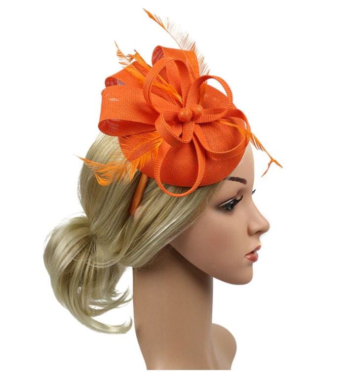 Women Fascinators Flower Ladies Pillbox Headband with clips Bridal Wedding Cocktail Tea Party Hat Hat jehouze 15 orange 