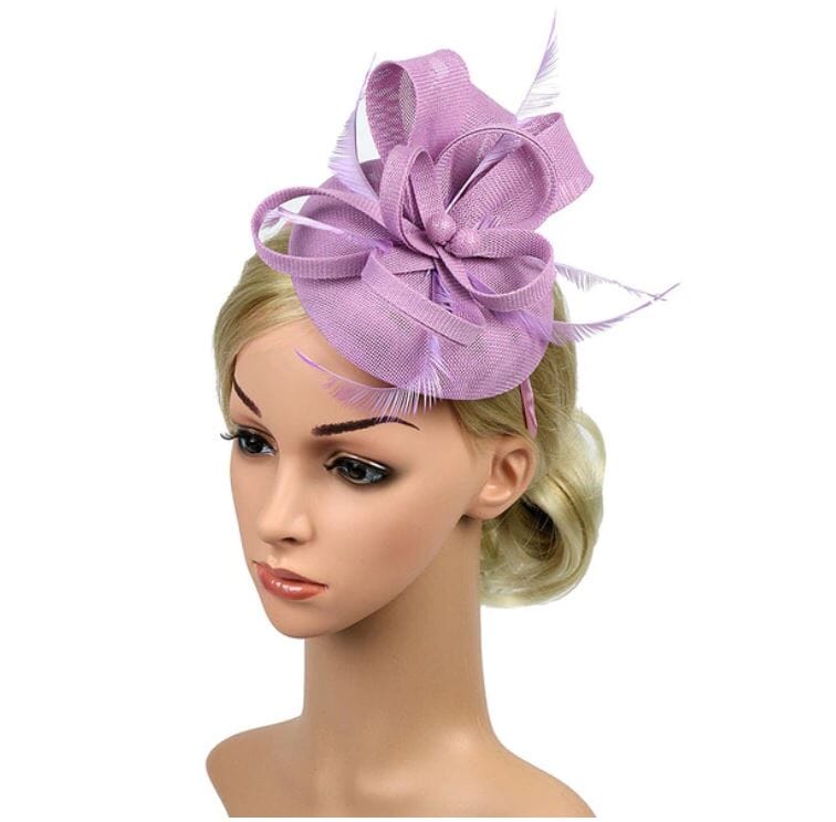 Women Fascinators Flower Ladies Pillbox Headband with clips Bridal Wedding Cocktail Tea Party Hat Hat jehouze 15 purple 
