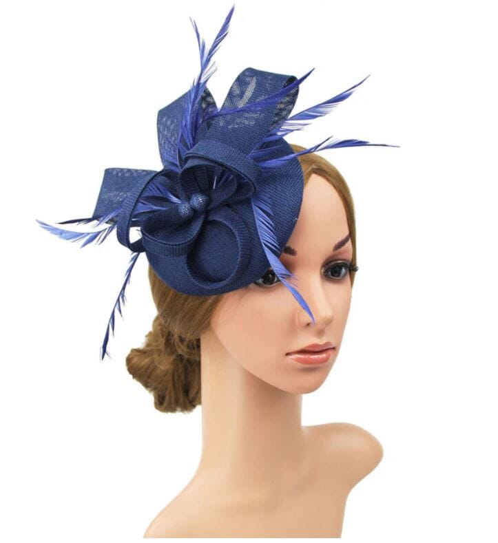 Women Fascinators Flower Ladies Pillbox Headband with clips Bridal Wedding Cocktail Tea Party Hat Hat jehouze 2 navy 