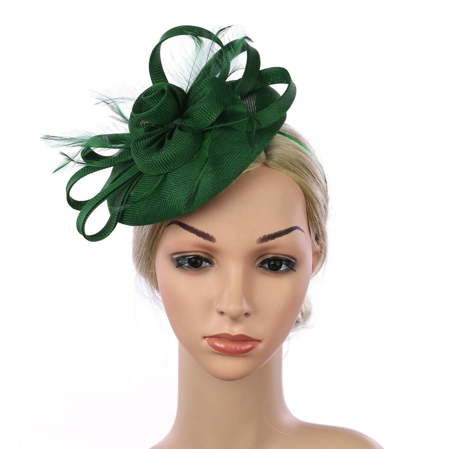 Women Girls Fascinator Hat with Headband and clip Ascot Mesh Flower Feather Headwear Kentucky Derby Headpiece Hat jehouze Green 
