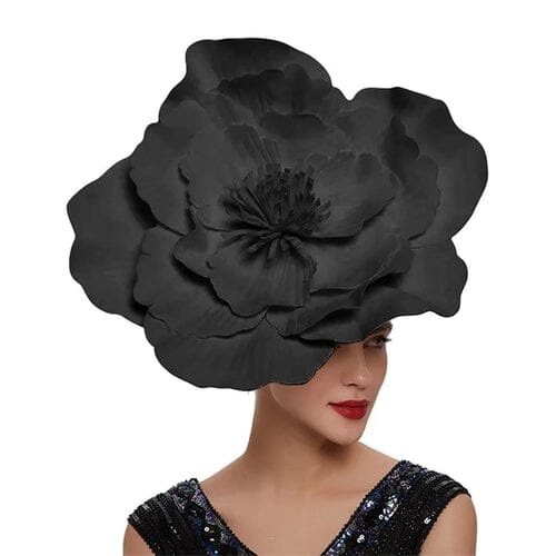 Women Large Flower Fascinators Tea Party Fancy Hats Headwear Hat jehouze Black